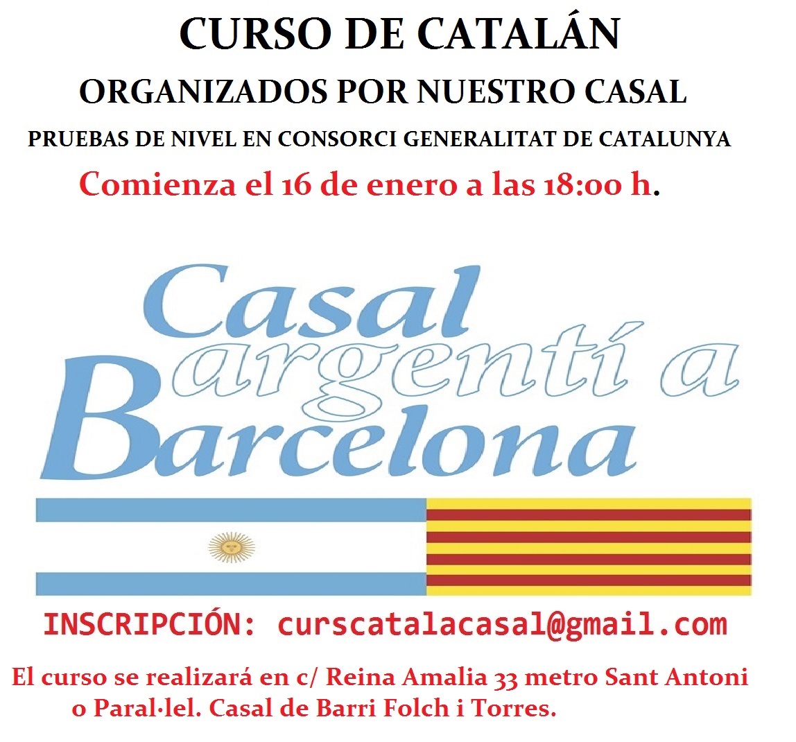 LTIMAS VACANTES   CURSO DE CULTURA Y LENGUA CATALANA COMIENZA EL 16 DE ENERO 2020